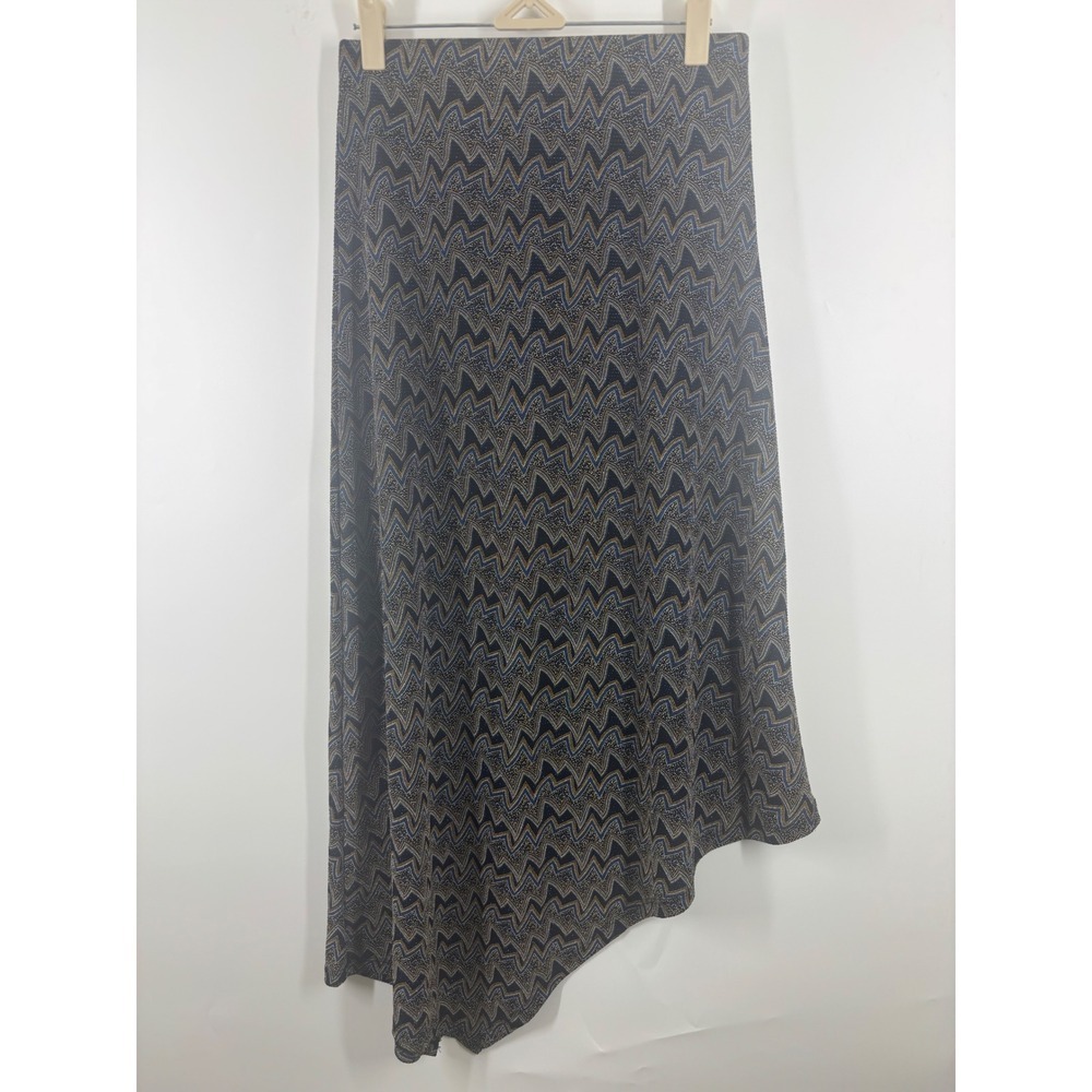 Zara Woman Basic Metallic Sequin Asymmetrical Handkerchief Hem Midi Small Blue
